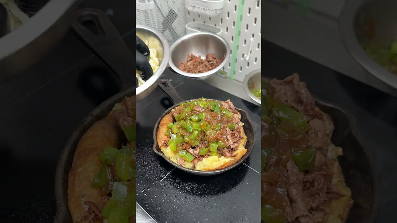 Philly Cheesesteak Baked Potato Pie #Shorts Philly Cheesesteak Baked Potato Pie #Shorts