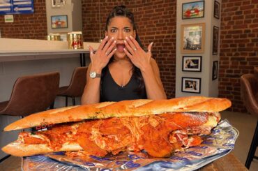 THE 8LB ITALIAN CHICKEN PARM SUB ONLY 1 PERSON COULD FINISH | @leahshutkever