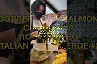 What I made as a personal chef in beverly hill. Copper river salmon. Summer corn soup.