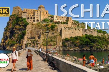 4K Ischia Ponte Walking Tour & Castello Aragonese | City Walk on the Island of Ischia, Italy