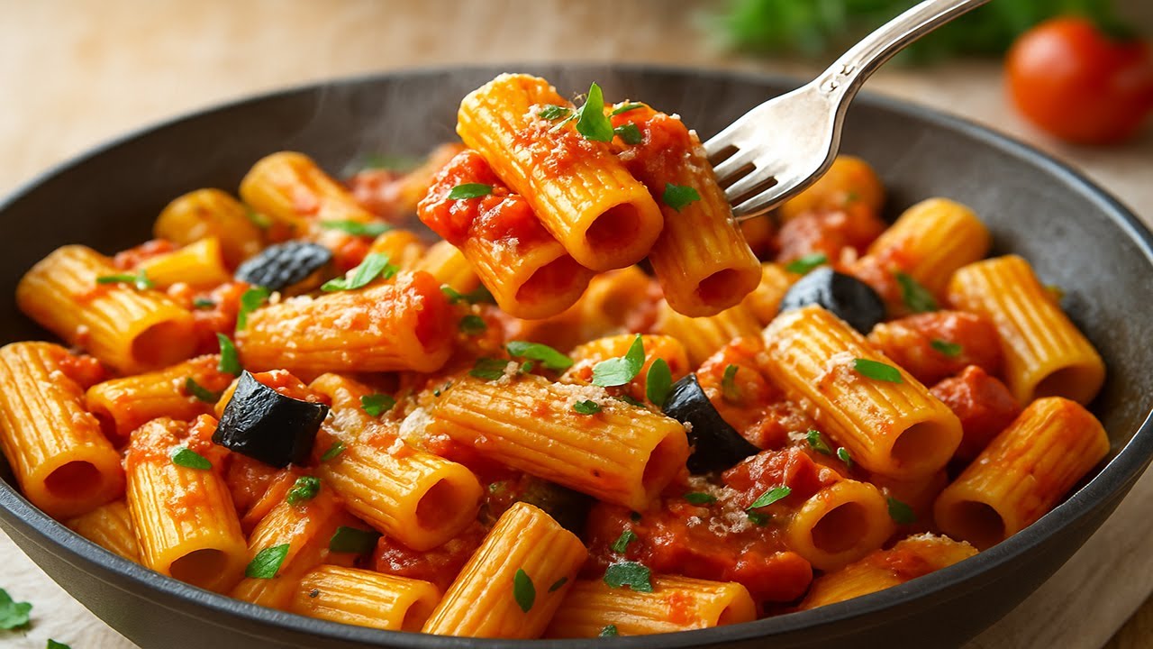 Delicious Italian Pasta with Eggplants! You’ll Make It at Home Every Day! Easy Recipe Delicious Italian Pasta with Eggplants! You'll Make It at Home Every Day! Easy Recipe