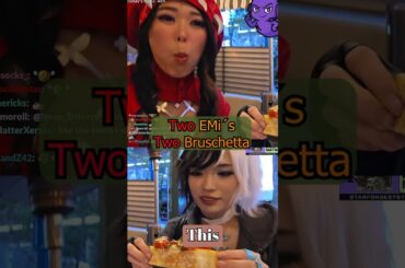Emiru and ExtraEmily Taste Bruschetta at Italian Restaurant #emiru #emirucosplay #extra #twitchclips