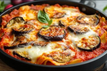 No Oven, One Pan Eggplant Parmesan Lasagna! My Italian Grandmother's Easy & Delicious Recipe!