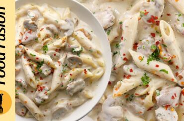 Special White Sauce Pasta with Mushrooms Recipe by Food Fusion