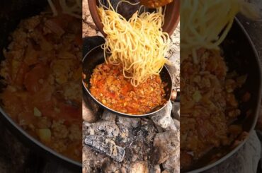 Rustic Spaghetti in the Wild #cooking #food #outdoorcooking