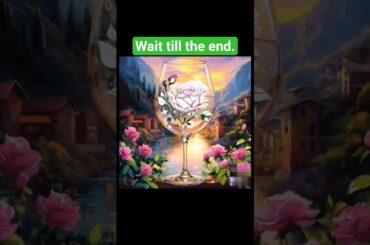 A rose in a wine glass with a beautiful Italian village and lake in the background.#shorts