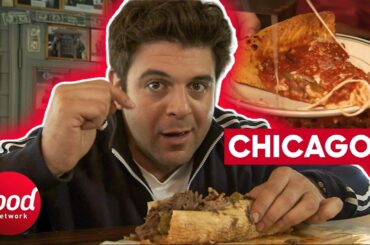 MAN V FOOD IN CHICAGO: Adam Eats CLASSIC Italian Beef & Deep Dish Pizza | Man v Food