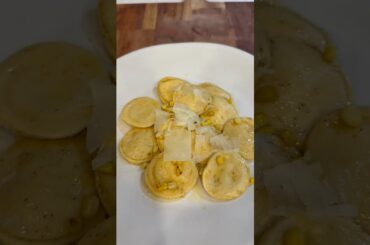 Sweet Corn Polenta Ravioli with Rosemary Brown Butter Sauce #recipe #pasta #corn #cooking