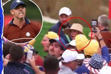 Fan THROWS beer at Rory McIlroy’s wife at Ryder Cup