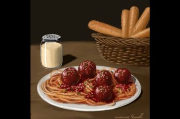 Painting Spaghetti and Meatballs on Procreate #art #digitalart #procreate #food #italy