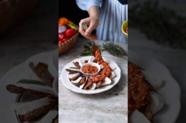 Queso Fresco Platter with Romesco Sauce #food