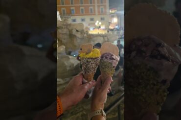 Gelato at the #trevifountain  in #rome #gelato #dessert #lemon #mango #icecream #trevi