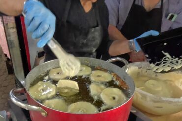 Italy Street Food. Frying Apple Slices