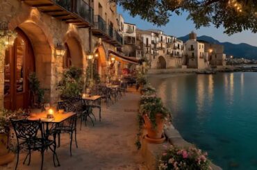 Evening Glow in Southern Italy | 1 Hour of Mediterranean Dining Ambience & Seaside Serenity