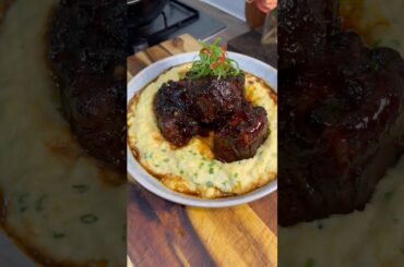 Braised oxtail / garlic Parmesan polenta #asmrcooking #cooking