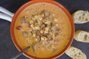 Creamy Parmesan Italian Sausage Ditalini Soup | One Pot Soup Recipe