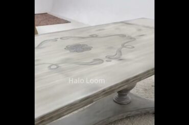 Halo Loom Hand painted in Italy Bianca Dining Table with Dual Leaf Extensions