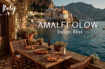 Tranquil Italian Music for Dinner ~ Pizza & Wine Sunset Scenery | Beautiful Italy Piano Guitar