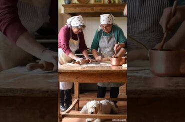 “Italian Grandparents with Dog Making Handmade Pasta” #grandmacooks