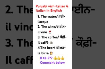 Water/wine/coffee/beer initalian in punjabi #shortsfeed #italiaonline #shorts #viralvideos #english