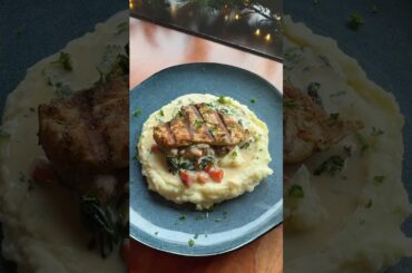 Grilled Chicken with White Wine Basil, Spinach and Tomato Cream Sauce