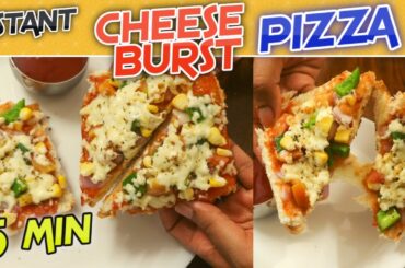 [5Min] Instant Cheese Burst Pizza Recipe Without Oven | Tawa Pizza Recipe Bread Pizza Recipe #shorts