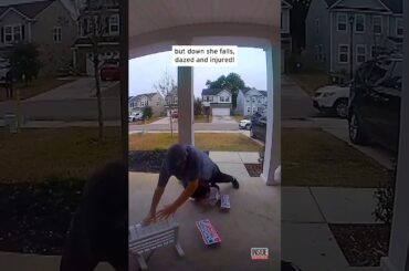 Elderly Domino’s Delivery Driver Falls on Porch #shorts