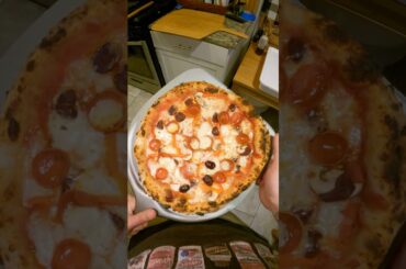 CHEESY VEGGIE PIZZA W/ PEPPERONI ON CRISPY SOURDOUGH CRUST #pizza #asmr #food #cooking #shorts