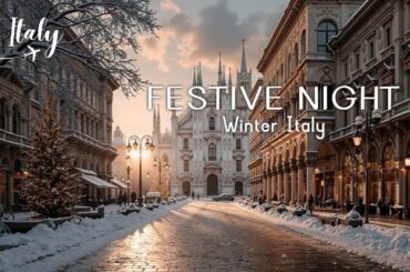 Winter Italian Music ~ Cozy Evening Romance & Snowy Milan Scenery