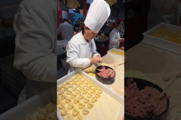 Preparing Chinese Dumplings. Street Food in Italy