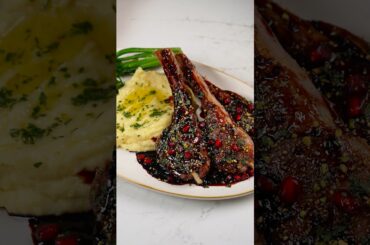 Red Wine-Pomegranate Glazed Lamb Chops #shorts