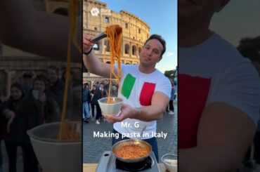 Mr G. World Tour:  Making pasta in Italy in front of the Coliseum #funny #foodie #food