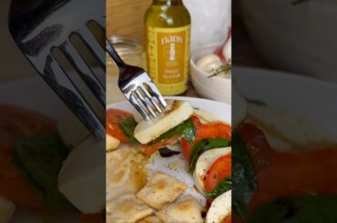 Candy Cane Caprese using @NansOriginalRecipes Sweet Sea Salt Vinaigrette! Recipe in description!