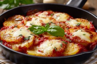 Pizzaiola style potato parmigiana! A super easy and incredibly delicious Italian recipe!