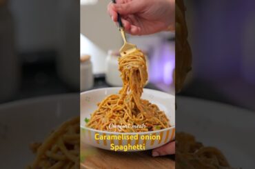 Trying out Viral Caramel Onion Spaghetti Pasta | Easy Pasta Recipe | Homemade #recipe