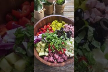 This Chickpea Antipasto Salad tossed in a homemade Italian vinaigrette is a great high protein