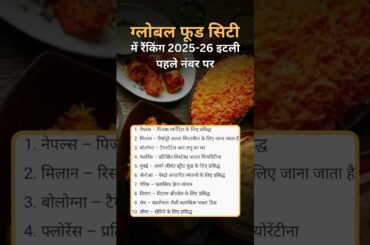 Global Food City Ranking 2025-26 | Italy Top, Mumbai in Spotlight #globalfood #italy #mumbai