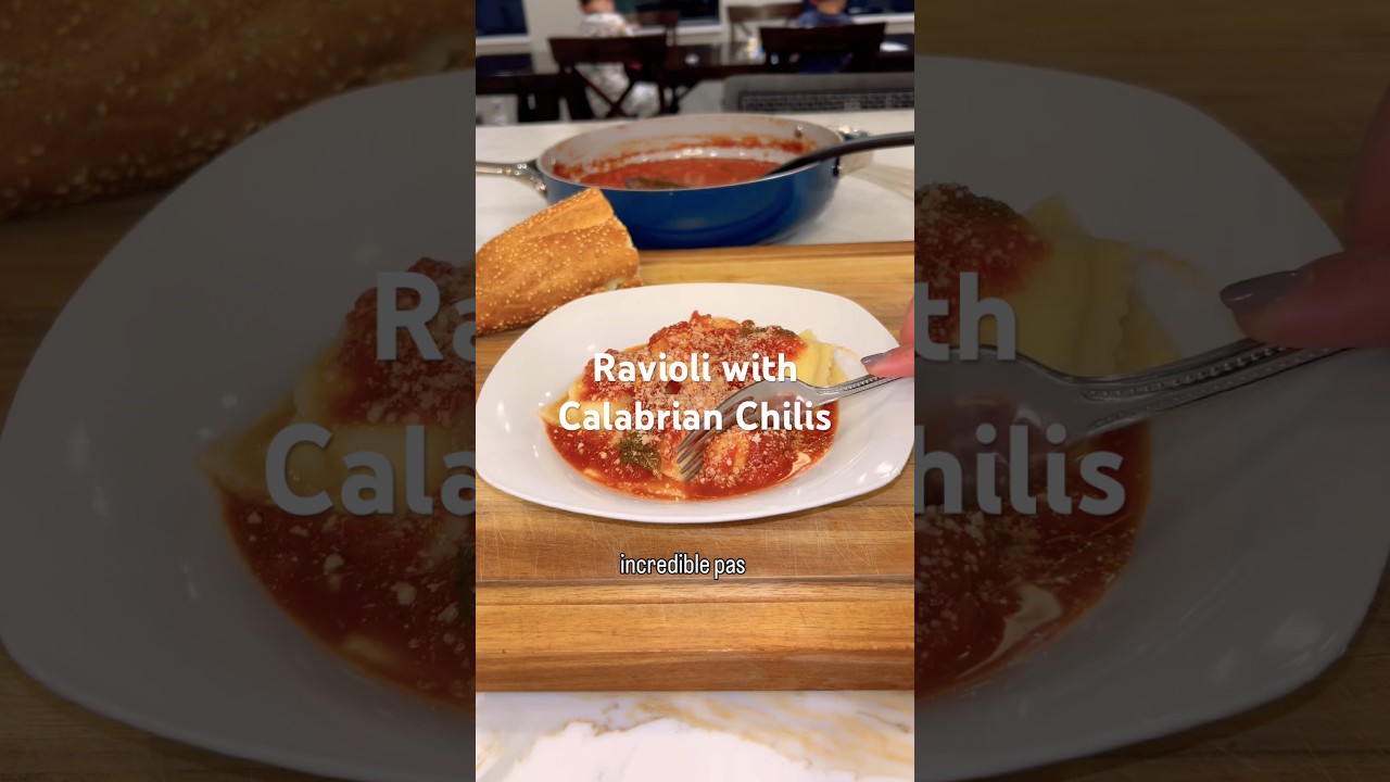 Cozy Ravioli with Calabrian Chili Sauce | Quick and Easy Dinner Ideas. Recipe at TheSavoryNook.com Cozy Ravioli with Calabrian Chili Sauce | Quick and Easy Dinner Ideas. Recipe at TheSavoryNook.com