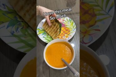 Basil sandwich with tomato soup