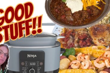 3 EASY Ninja Cooker Recipes - Chunky Chili, Steamed Shrimp & Italian Stewed Chicken