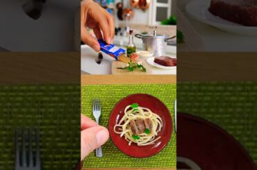 MINI PASTA AND STEAK #oddlysatisfying #cooking