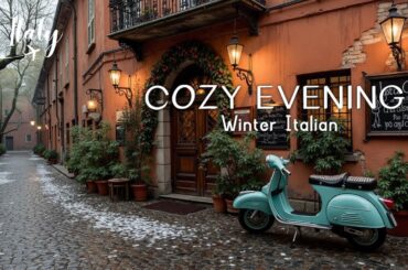 Winter Italian Cafe Ambience ~ Relaxing Music for Snowy Mornings & Cozy Evenings