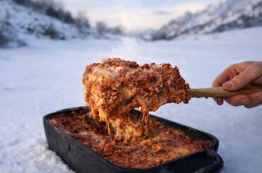 AUTHENTIC ITALIAN LASAGNA in the Snow |  Solo Outdoor Cooking