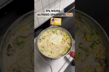 0% Maida Alfredo Spaghetti 🍝✨| Comment for the detailed recipe ❤️