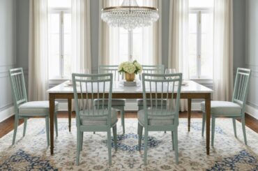 DC-5228 Set of 6 Mid-Century Modern Dining Chairs in Sage Green Lacquer