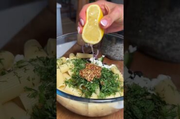 Greek Inspired Chicken Pasta Salad #recipe #cooking