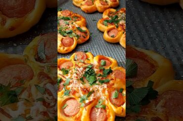 🍕Flower Pizza Buns 🌸 #pizza #easyrecipe #baking