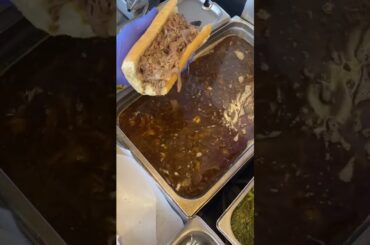 Italian beef with sweet sautéed peppers, dipped 😱