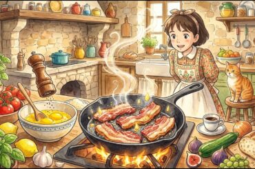 Authentic Carbonara in an Autumn Stone Kitchen 🍝🍂 | Ghibli Style ASMR