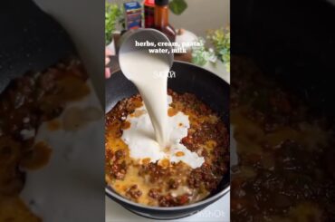 Creamy Keema Pasta 😍 | 1 Minute Recipe | So Yummy! #shorts